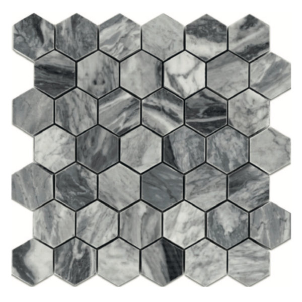 Bardiglio 2" x 2" Marble Honeycomb Mosaic Wall & Floor Tile