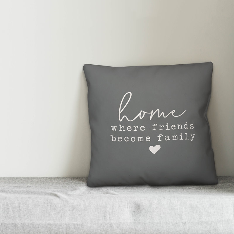 Textual Outdoor Throw Pillow, Gray/White, 16" H x 16" W
