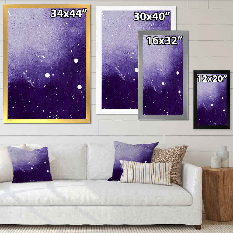 Ultra Violet and Blue Marble Universe I - peinture sur toile, Cadre photo blanc, H 20 po x l 12 po x P 1 po