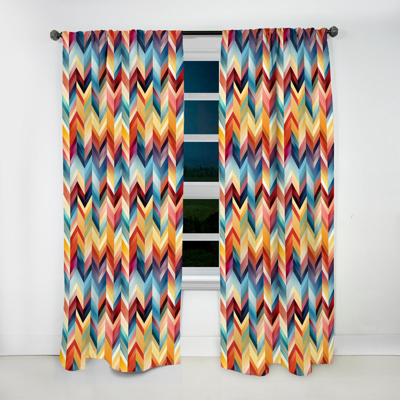 Motif à chevrons en mosaïque de la culture I - Rideau à chevrons - 1 panneau obscurcissant, L 52 po x L 63 po