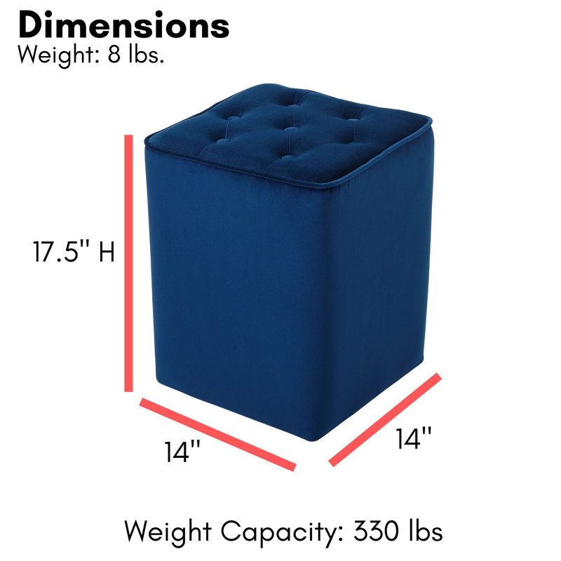 Velvet Ottoman, Navy Velvet