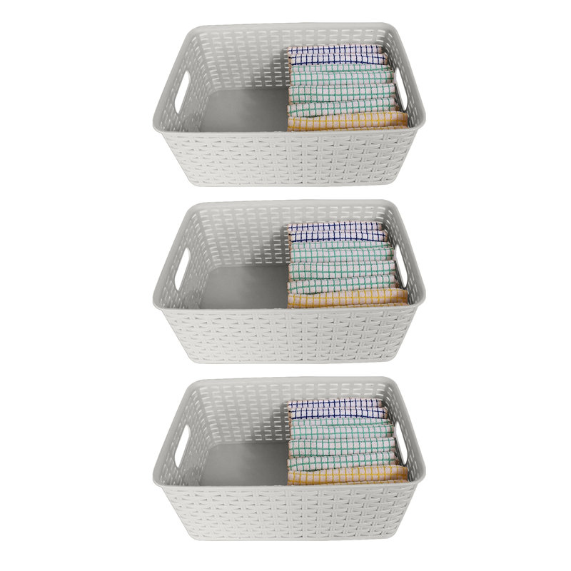 Panier en rotin, Gris, 1, H 6 po x l 15 po x P 10,25 po