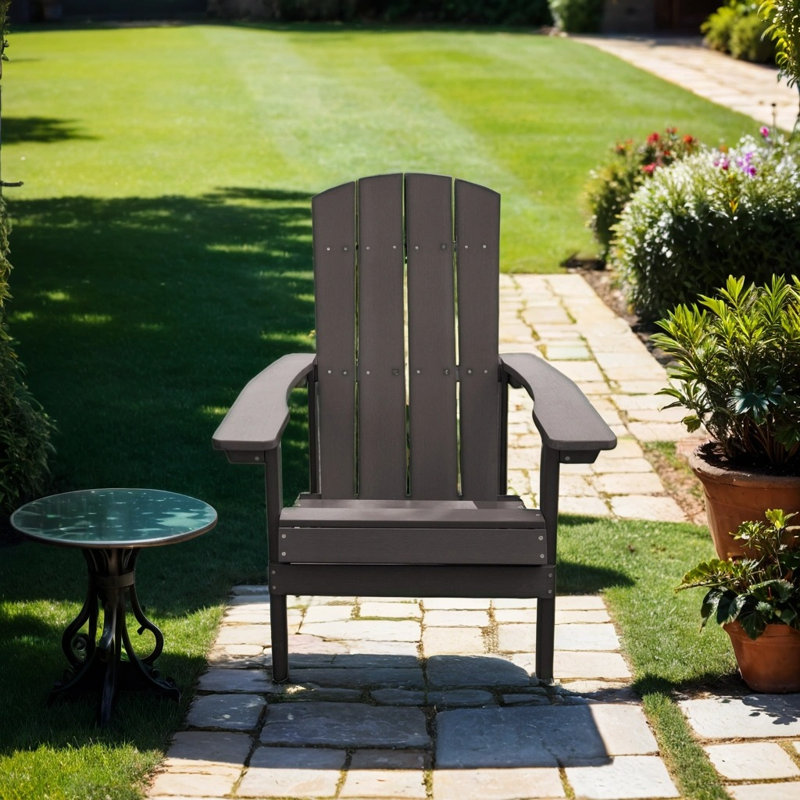 Andriani Foldable Outdoor Adirondack Chair, Brown/Light Gray
