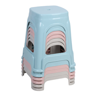 Stackable Classroom Stools, Plastic Teacher Chair, Indoor Outdoor Flexible Seating Decorative Stools, Round Classroom Chairs for Home Office School (2Pcs Pink, 2Pcs Light Blue, 2Pcs Khaki)