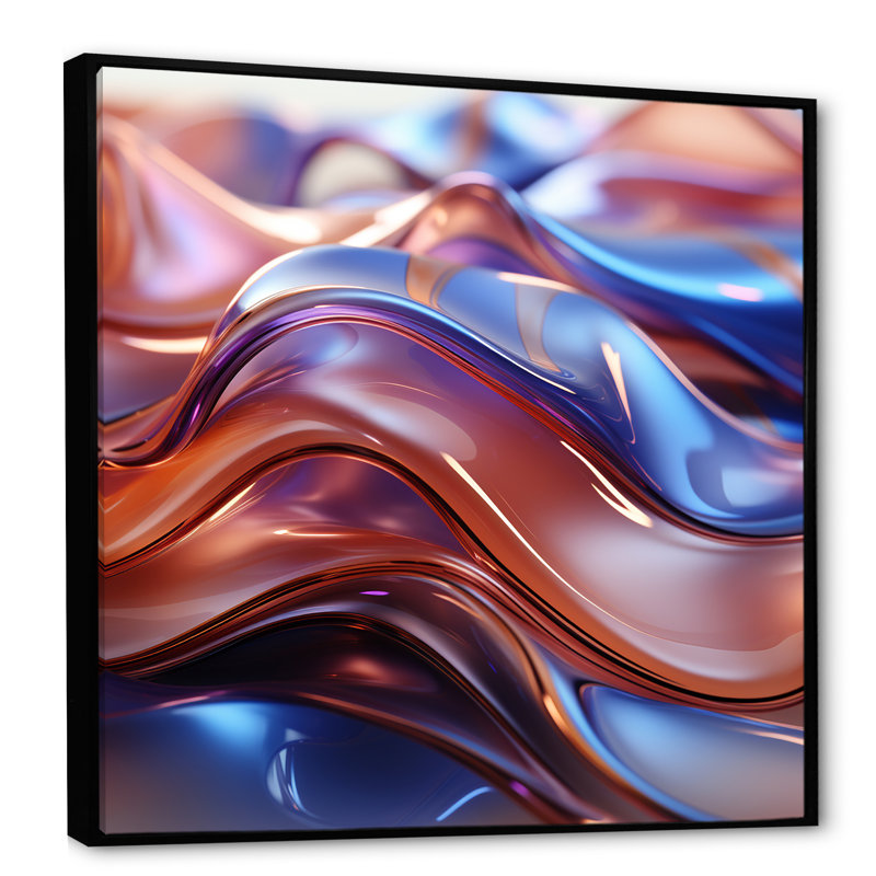 Mauve et bleu fractal élégance IV - impression d'art mural fractal, H 30 po x l 30 po x P 1,5 po, Cadre flottant noir