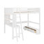 Lit mezzanine double avec bureau en L multi-rangement, lumière DEL et station de charge USB, banc de rangement avec tiroirs-114406378