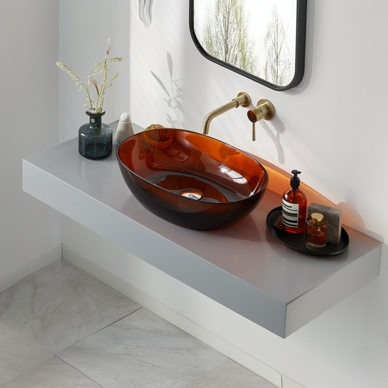 Vessel Sink Resin Bathroom Sink Modern Art Sink 25C62-Brown