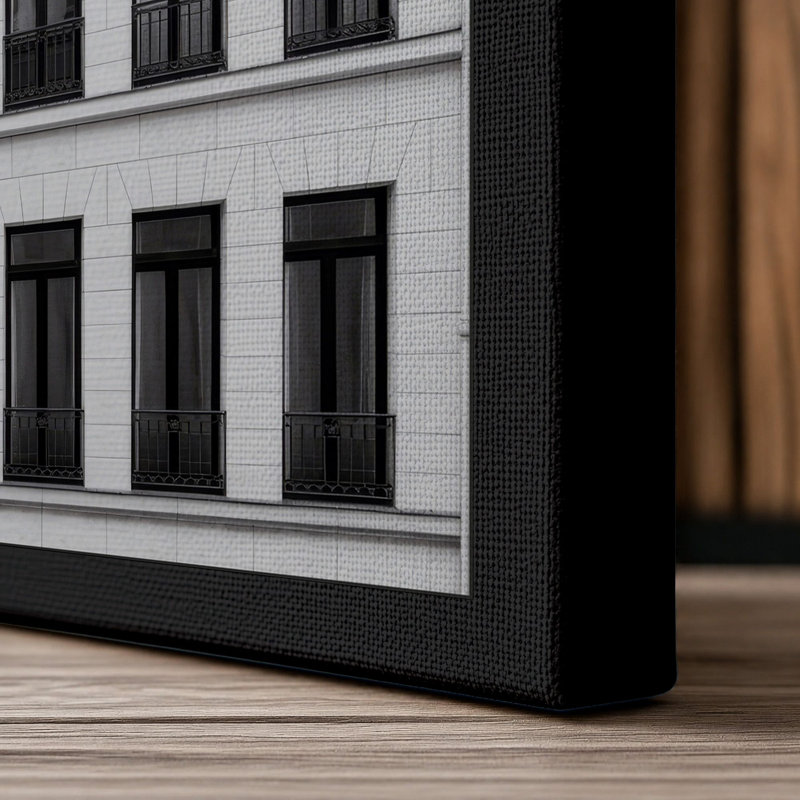 Architectural Symmetry Industrial 1 Piece Wrapped Canvas Wall Art, 30x20 - 76.2 x 50.8 cm, Black Border