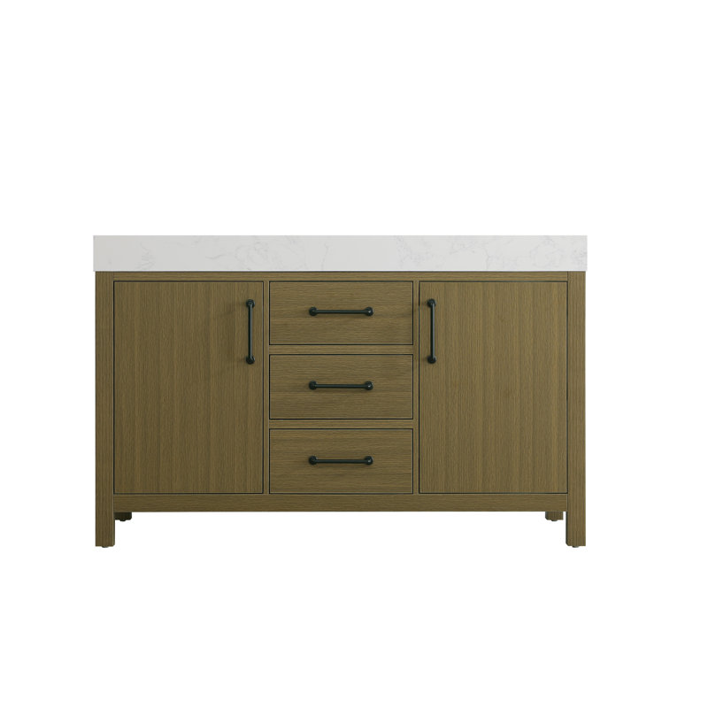 Meuble-lavabo double 54 po_Traditional_VF60654, Brun châtaigne