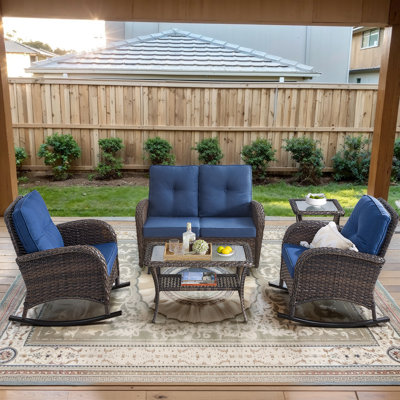 Gaetanino 5-Pieces Outdoor Wicker Seating Group With Cushions