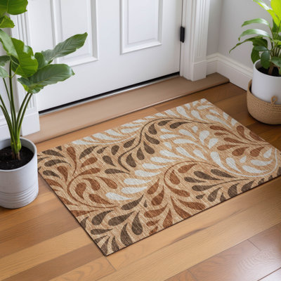Machine Washable Indoor/Outdoor Chantille ACN2411 Botanical Rug