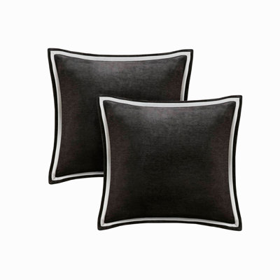Ensemble de couette surdimensionné de 8 pièces en velours toutes saisons, noir et blanc, format Queen