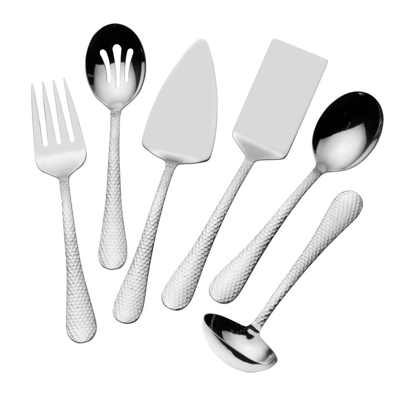 Stainless Steel Hammered Pattern 6-Piece Serving Set