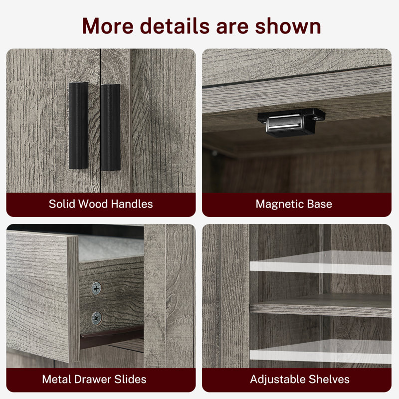 Armoire de rangement avec tiroir et portes, Gris