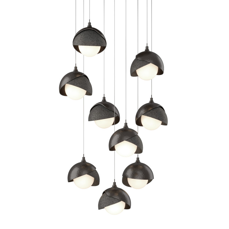 Brooklyn 9 - Light Cluster Geometric Pendant, 10" - 130", Natural Iron, Oil Rubbed Bronze