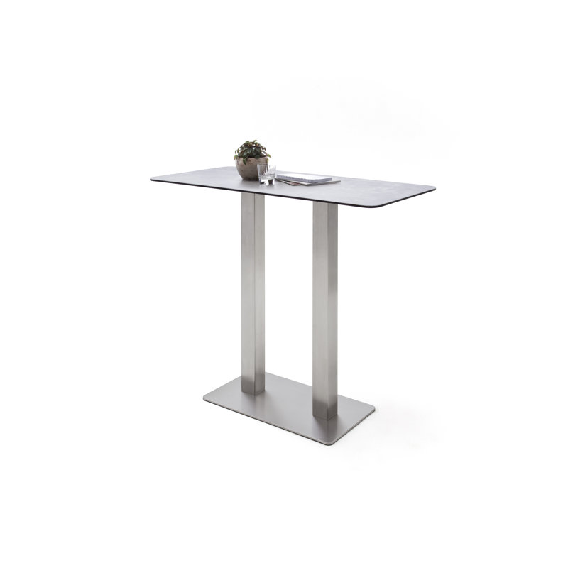 Michaella Glass Top Metal Base Dining Table, Light grey ceramic