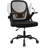  Office Chair with Wheels, Ergonomic Flip Up Arms Mesh Back Desk Chairs with Lumbar Support, Adjustable Height Swivel Rolling Computer Task Chair for Conference Room Home School Study, Black