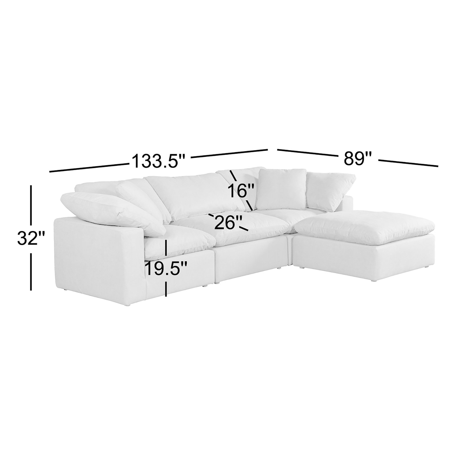 Tila 4 - Piece Performance Fabric Modular Sectional, Gray