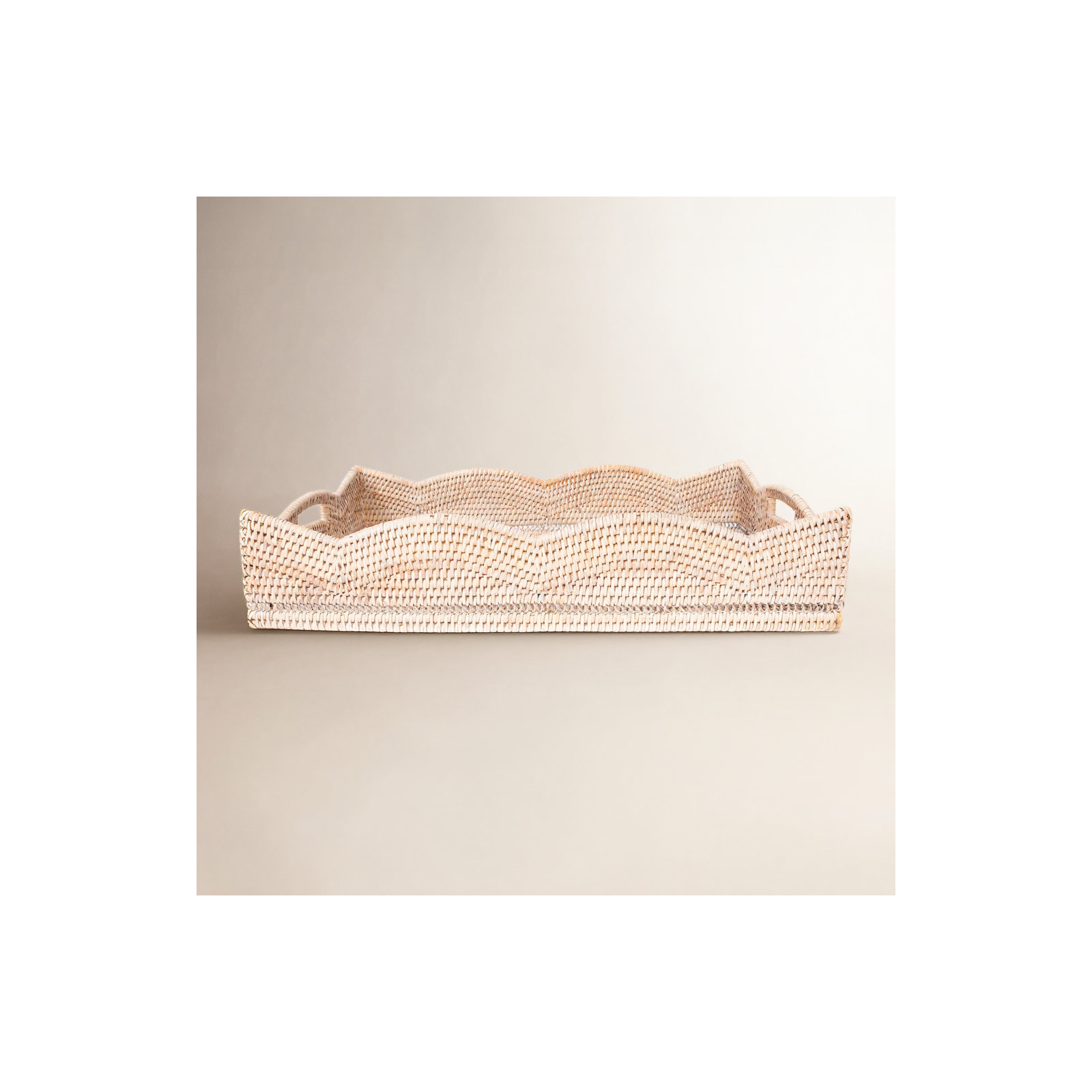 Landry Rattan Tray - Set of 1, White Wash