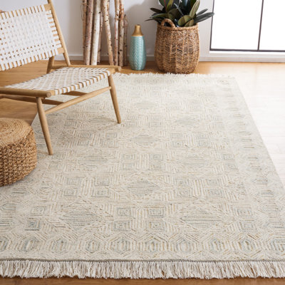 Jacie Hand Tufted Wool/Cotton Geometric Rug in Beige