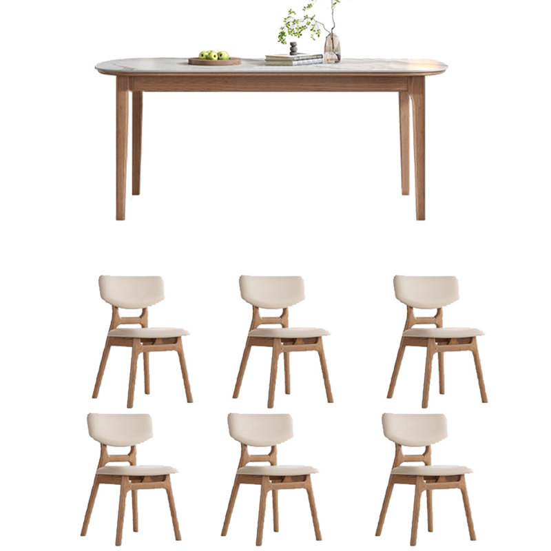 Simple sintered stone dining table set, 29.53"H x 55.12"L x 31.5"W