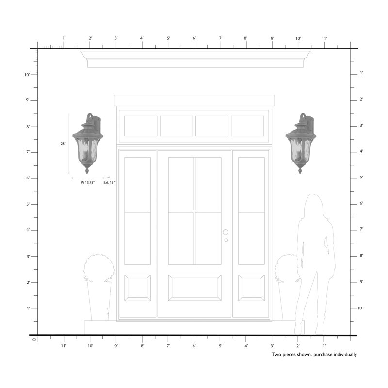 Amiliano Wall Light, 28" H x 13.75" W x 16" D, White