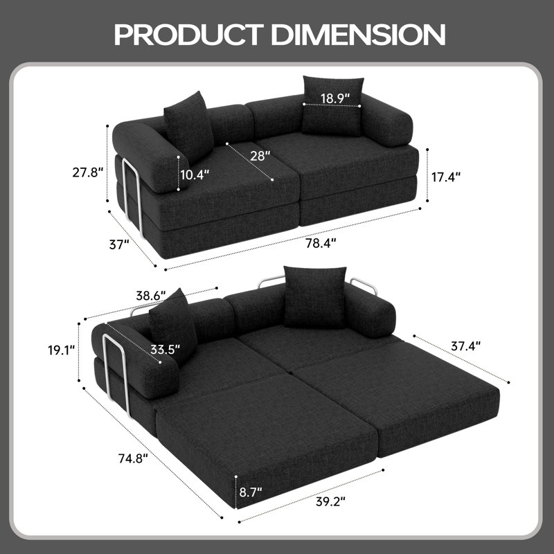 2 Seater Chenille Loveseat, Black
