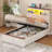 Farmhouse Queen Bed Frame with Lift-Up Storage, 3-Tier Bookcase Headboard & LED Lights, White-1925583384-1924652673