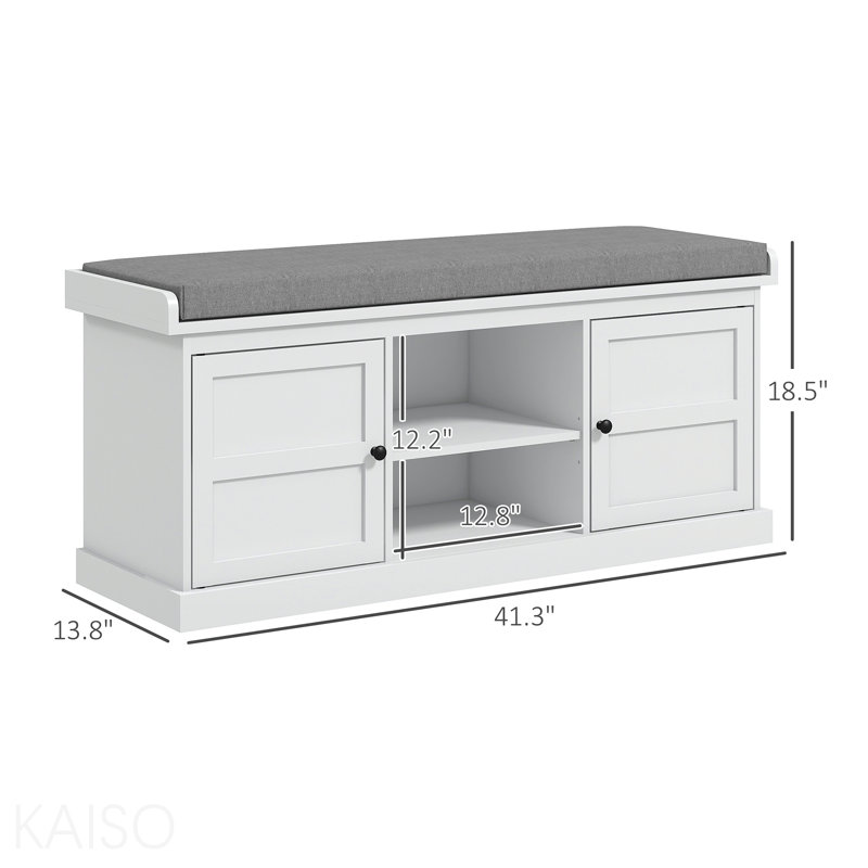 Banc de rangement rectangulaire, siège rembourré pour entrée / chambre à coucher
