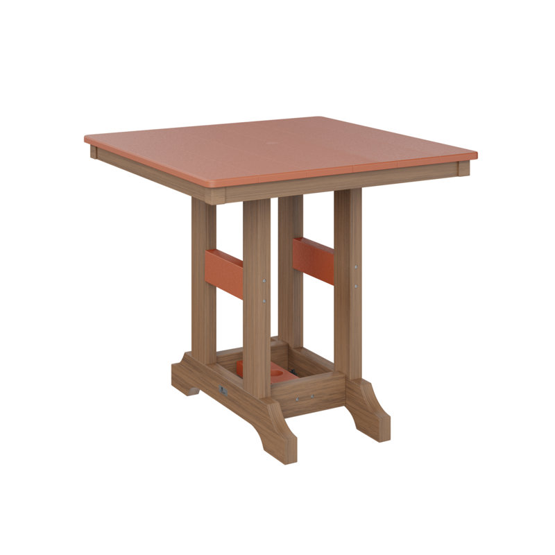 Garden Classic Outdoor Square Dining Table, Antique Mahogany, Mango Orange