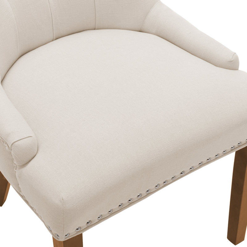 Chaise de salle à manger rembourrée Berenis, Beige, Brun