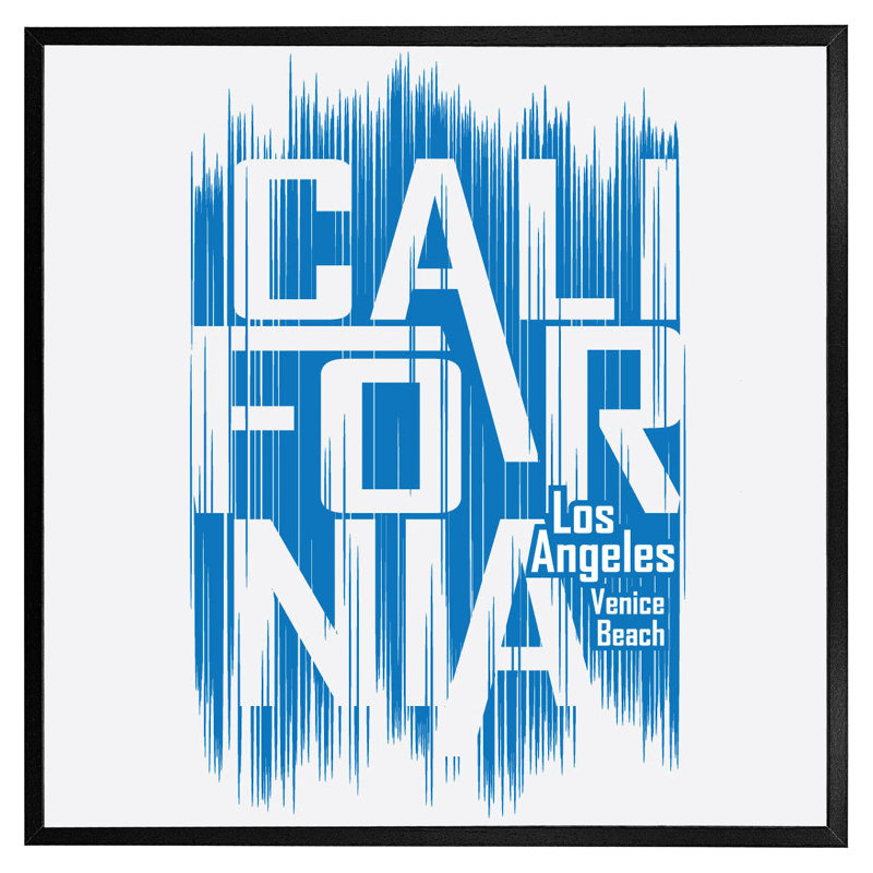 Ashaad California Venice Beach - Single Picture Frame Print, Black Framed, 41cm H x 41cm W x 4cm D