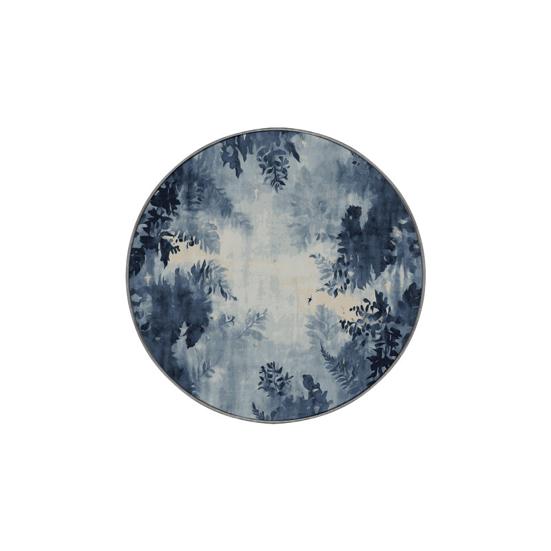 Tapis gris soyeux et moelleux, Rond 6 pi