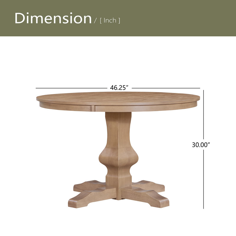 Table de salle à manger ronde, H 30 po x L 46,25 po x l 46,25 po, Clair naturel