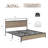 Wooden And Metal King Bed Frame，Bed With Storage Headboard And Charging Station&LED Lights-1433588429