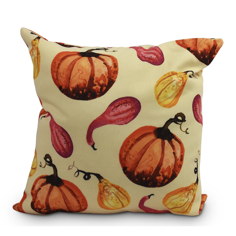 Harvest Outdoor Reversible Throw Pillow, 16" x 16", Light Yellow