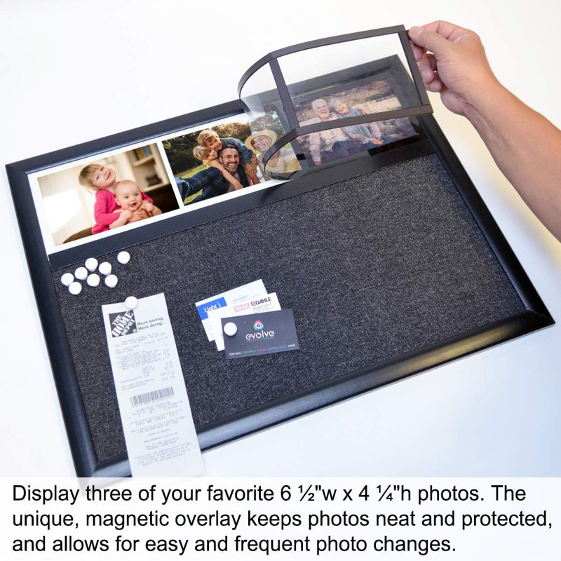 24 X 18 Memo Board Plus, 3 Photo Frames And Jumbo Pushpins. Organize And Display Photos, Notes And Reminders. Ideal For Home, Office, Cubicles Or Classrooms