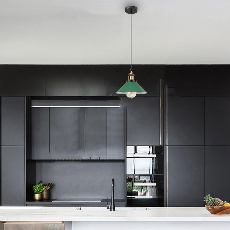 Modern Industrial Cone Pendant Light | Adjustable 1-Light Ceiling Fixture for Kitchen Islands, Dining Areas & Hallways, No