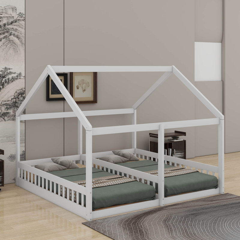 Twin House Platform Beds, White
