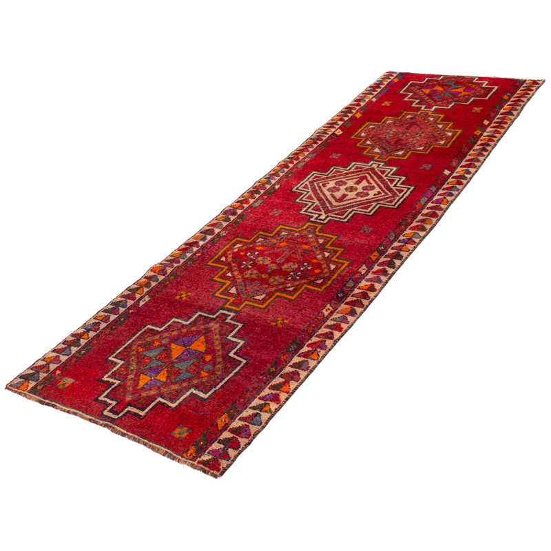 Tapis de couloir unique en laine 3 pi 8 po x 12 pi 2 po années 1990 Melis
