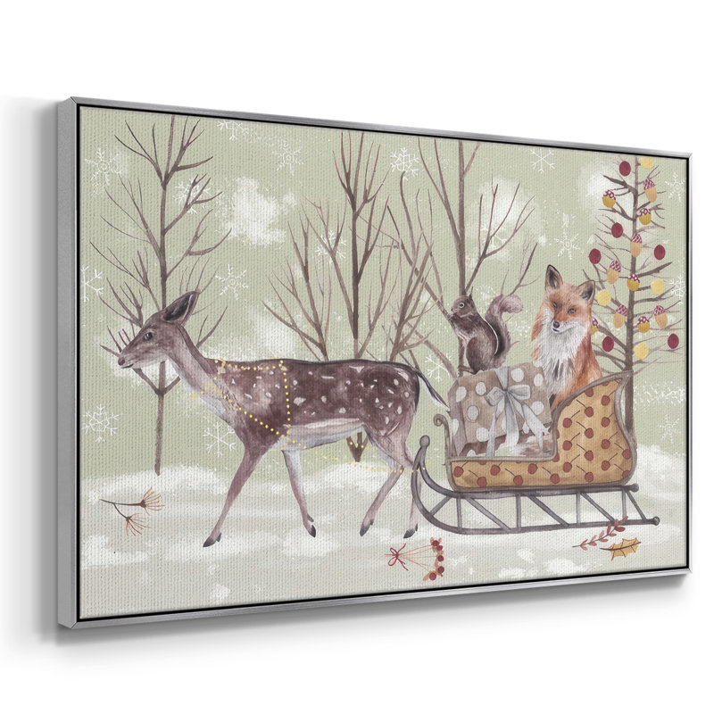 Christmas Time Collection A, reproduction d'art sur toile, Encadrement argenté, H 25 po x l 37 po x P 1,5 po