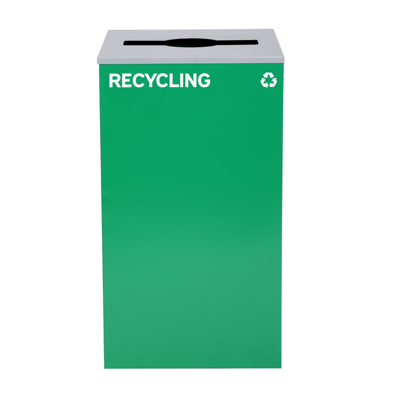 Ensemble de poubelle de recyclage et de poubelle en acier 29 gallons avec couvercle carré et mixte