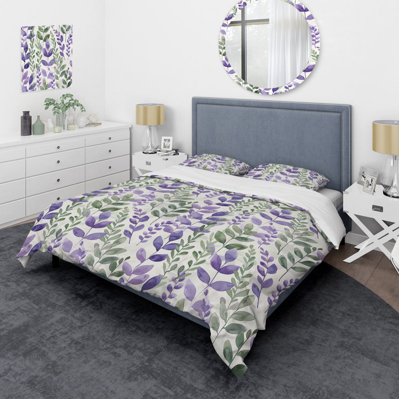 Ensemble de housse de couette Lavender Fields IV - Modern, Housse de couette pour grand lit et 2 taies décor