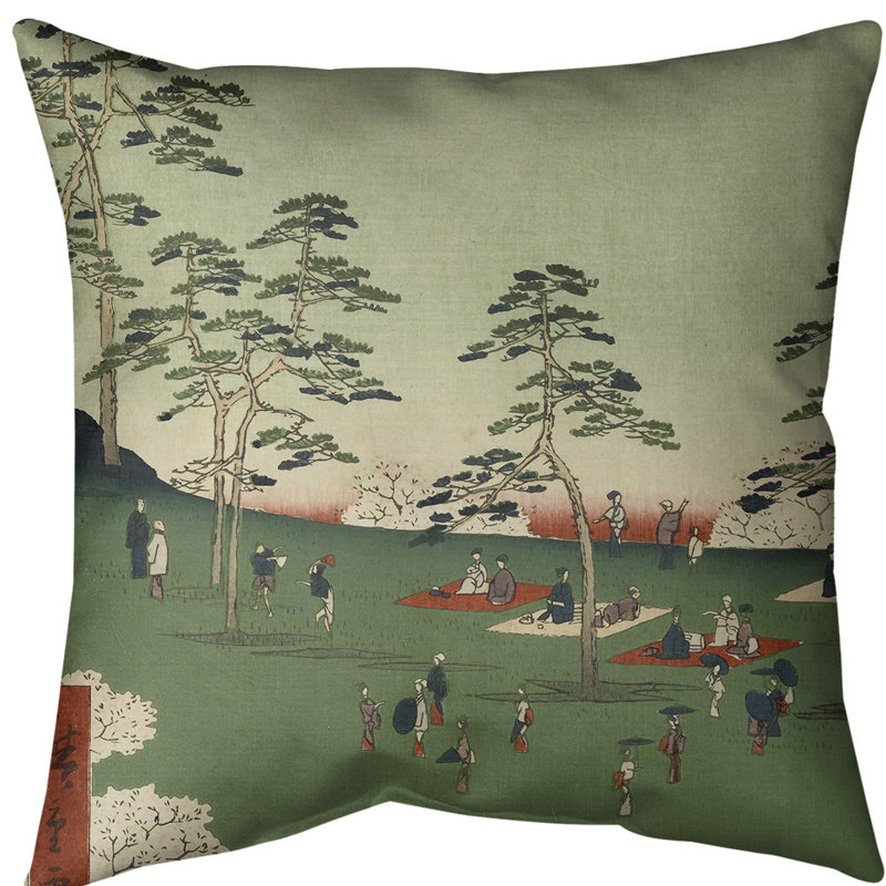 Oreiller "view from asuka hill", Vert, Bourre en polyester, Polyester filé