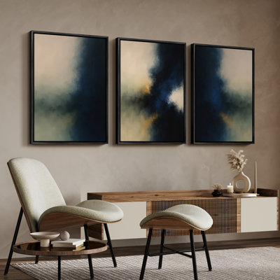 Art mural encadré, rétro, antique, classique pour chambre à coucher - 16 po x 24 po x 3 panneaux
