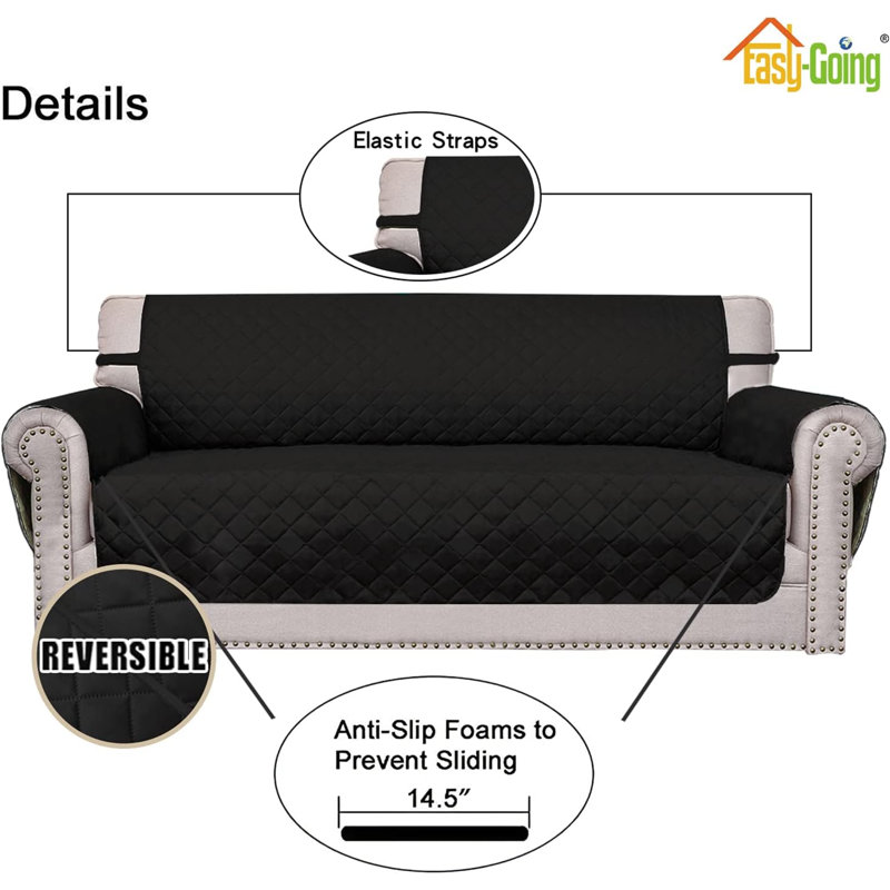 Housse pour canapé réversible, Tissu noir, H 5,83 po x l 16,61 po x P 12,76 po