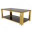 Ensemble de 3 tables basses rectangulaires modernes - 1 table basse et 2 tables de bout avec plateau en verre et tablette inférieure-129222901-129222903