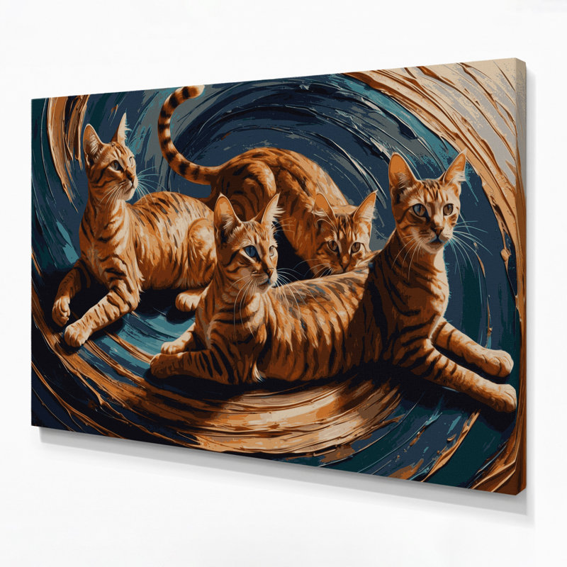 «Cats Abyssinian Mauve», art mural sur toile, H 11 po x l 14 po