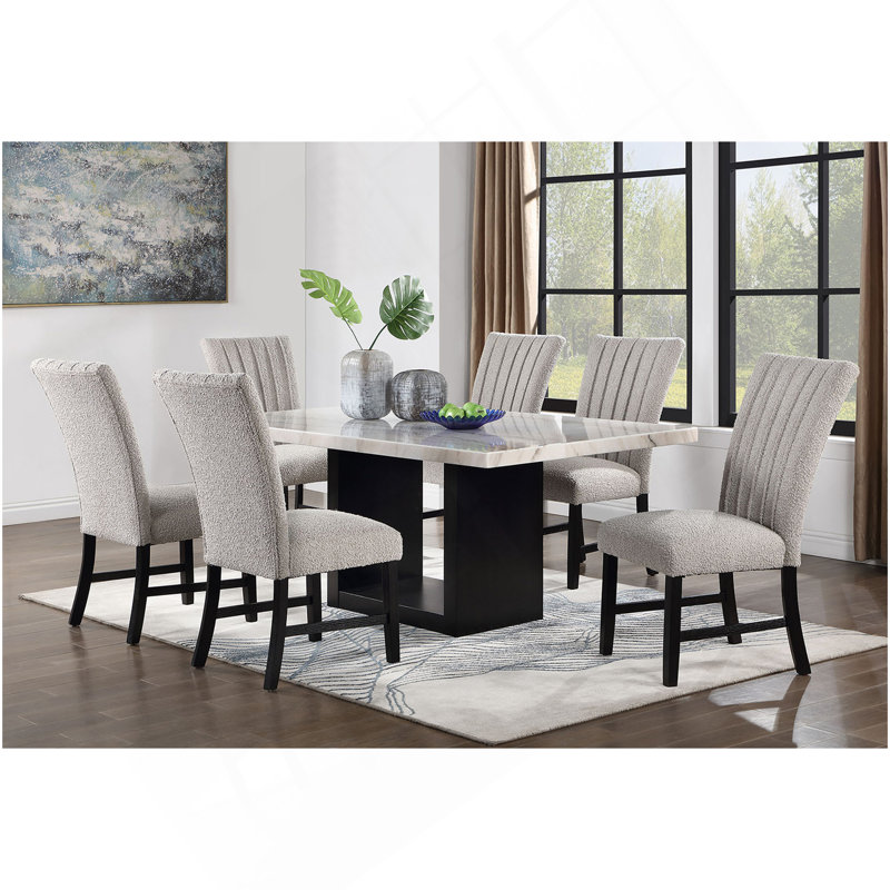Table de salle à manger attrayante et élégante en marbre véritable blanc 1 pièce