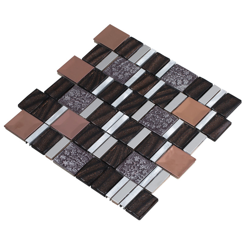 Vitray Random Sized Metal Mosaic Wall & Floor Tile, Brown
